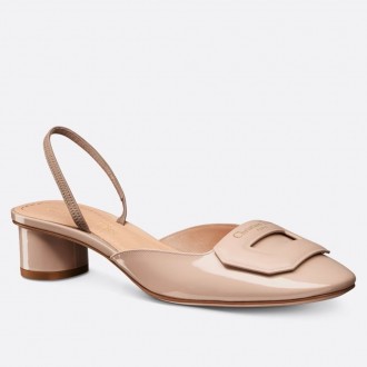 Dior Day Slingback Pumps 35MM in Nude Patent Calfskin Dior Day Slingback Pumps 35MM in Nude Patent Calfskin