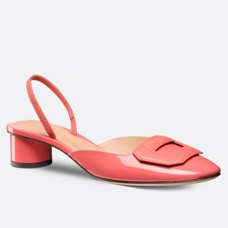 Dior Day Slingback Pumps 35MM in Pink Patent Calfskin Dior Day Slingback Pumps 35MM in Pink Patent Calfskin