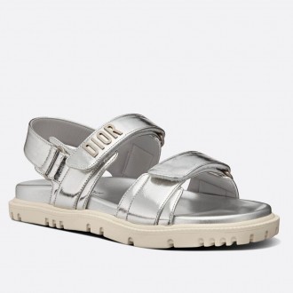 Dior DiorAct Sandals In Silver Laminated Calfskin Dior DiorAct Sandals In Silver Laminated Calfskin