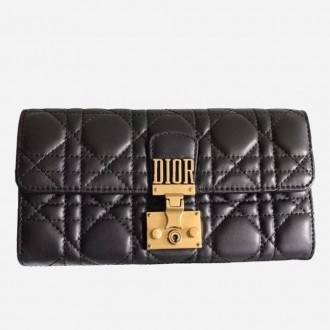 Dior DiorAddict Continental Wallet In Black Lambskin Dior DiorAddict Continental Wallet In Black Lambskin