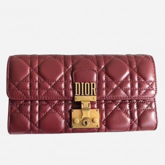 Dior DiorAddict Continental Wallet In Bordeaux Lambskin Dior DiorAddict Continental Wallet In Bordeaux Lambskin