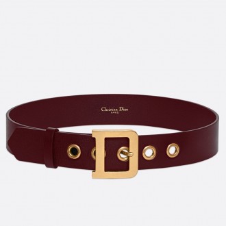 Dior Diorquake 35MM Belt In Bordeaux Calfskin Dior Diorquake 35MM Belt In Bordeaux Calfskin