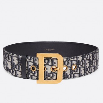 Dior Diorquake 55MM Belt In Blue Oblique Canvas Dior Diorquake 55MM Belt In Blue Oblique Canvas