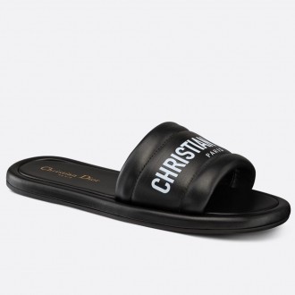 Dior Every-D Slides In Black Embossed Lambskin Dior Every-D Slides In Black Embossed Lambskin