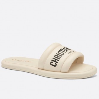 Dior Every-D Slides In White Embossed Lambskin Dior Every-D Slides In White Embossed Lambskin