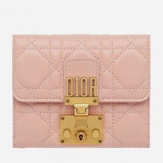 Dior French DiorAddict Wallet In Pink Lambskin