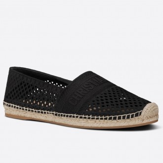 Dior Granville Espadrille In Black Mesh Embroidery Dior Granville Espadrille In Black Mesh Embroidery