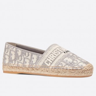 Dior Granville Espadrille In Grey Oblique Embroidered Cotton Dior Granville Espadrille In Grey Oblique Embroidered Cotton