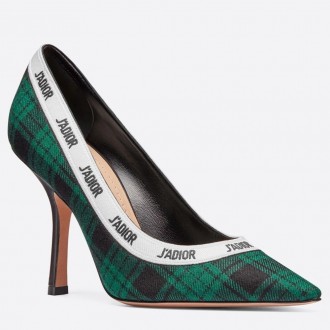 Dior J'Adior 100MM Pumps In Black and Green Tartan Fabric Dior J'Adior 100MM Pumps In Black and Green Tartan Fabric