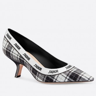 Dior J'Adior 65MM Pumps In Black and White Tartan Fabric Dior J'Adior 65MM Pumps In Black and White Tartan Fabric