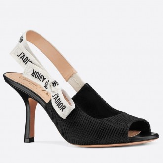 Dior J'Adior Heeled Sandals In Black Technical Fabric Dior J'Adior Heeled Sandals In Black Technical Fabric