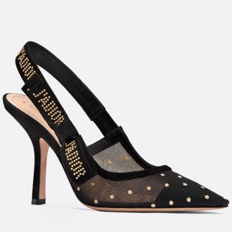 Dior J'Adior Slingback 100mm In Gold-tone Dotted Swiss Dior J'Adior Slingback 100mm In Gold-tone Dotted Swiss