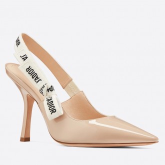 Dior J'Adior Slingback 100mm Pumps In Nude Patent Leather Dior J'Adior Slingback 100mm Pumps In Nude Patent Leather