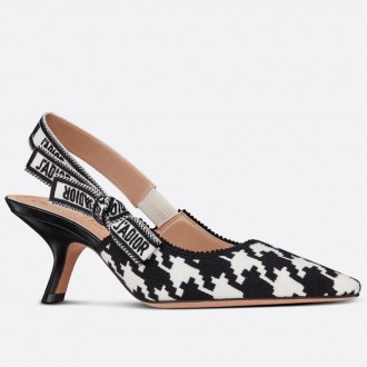 Dior J'Adior Slingback 65mm Pumps In Black Houndstooth Embroidery Dior J'Adior Slingback 65mm Pumps In Black Houndstooth Embroidery