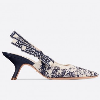 Dior J'Adior Slingback 65mm Pumps In Blue Toile de Jouy Cotton Dior J'Adior Slingback 65mm Pumps In Blue Toile de Jouy Cotton