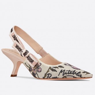 Dior J'Adior Slingback 65mm Pumps In Rosa Mutabilis Embroidered Cotton Dior J'Adior Slingback 65mm Pumps In Rosa Mutabilis Embroidered Cotton