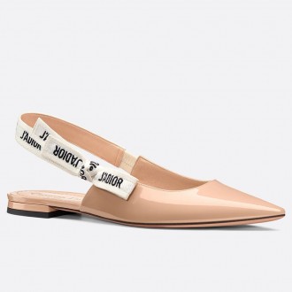Dior J'Adior Slingback Ballerina Flats In Nude Patent Leather Dior J'Adior Slingback Ballerina Flats In Nude Patent Leather