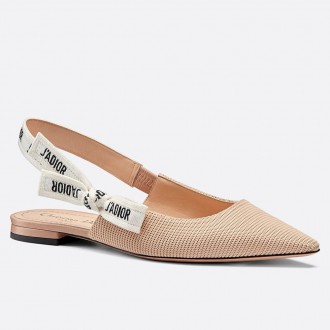 Dior J'Adior Slingback Ballerina Flats In Nude Technical Fabric Dior J'Adior Slingback Ballerina Flats In Nude Technical Fabric
