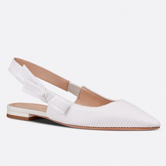 Dior J'Adior Slingback Ballerina Flats In White Cotton Embroidery Dior J'Adior Slingback Ballerina Flats In White Cotton Embroidery