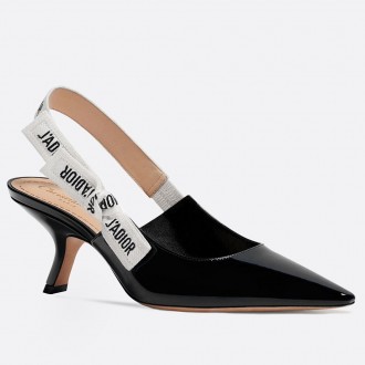 Dior J'Adior Slingback In Black Patent Leather Dior J'Adior Slingback In Black Patent Leather