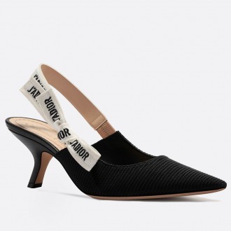 Dior J'Adior Slingback In Black Technical Fabric Dior J'Adior Slingback In Black Technical Fabric