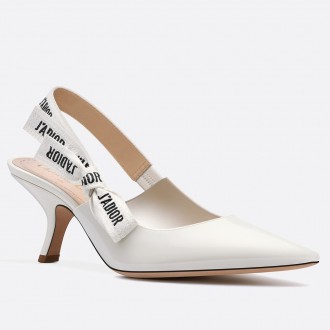 Dior J'Adior Slingback In White Patent Leather Dior J'Adior Slingback In White Patent Leather