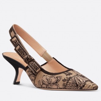 Dior J'Adior Slingback Pumps 65mm In Beige Toile de Jouy Voyage Motif Dior J'Adior Slingback Pumps 65mm In Beige Toile de Jouy Voyage Motif