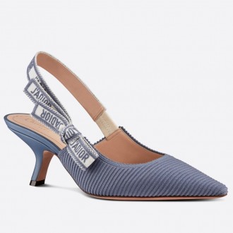 Dior J'Adior Slingback Pumps 65mm In Blue Embroidered Cotton Dior J'Adior Slingback Pumps 65mm In Blue Embroidered Cotton