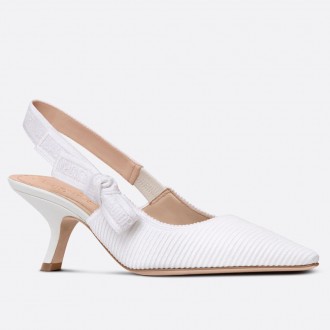 Dior J'Adior Slingback Pumps 65mm In White Cotton Embroidery Dior J'Adior Slingback Pumps 65mm In White Cotton Embroidery