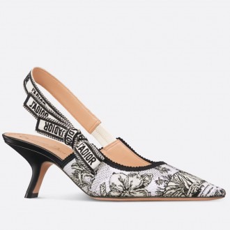 Dior J'Adior Slingback Pumps 65mm In White Toile de Jouy Voyage Motif Dior J'Adior Slingback Pumps 65mm In White Toile de Jouy Voyage Motif