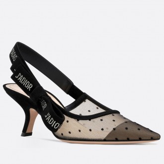Dior J'Adior Slingback Pumps In Black Dotted Swiss Dior J'Adior Slingback Pumps In Black Dotted Swiss