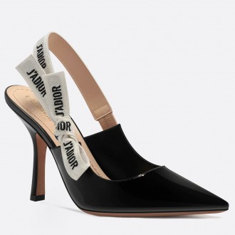 Dior J'Adior Slingback Pumps In Black Patent Leather Dior J'Adior Slingback Pumps In Black Patent Leather