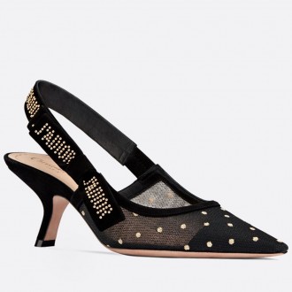 Dior J'Adior Slingback Pumps In Gold-tone Dotted Swiss Dior J'Adior Slingback Pumps In Gold-tone Dotted Swiss