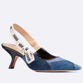 Dior J'Adior Slingback Pumps In Patchwork Denim Dior J'Adior Slingback Pumps In Patchwork Denim