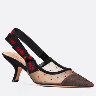 Dior J'Adior Slingback Pumps In Red Dotted Swiss Dior J'Adior Slingback Pumps In Red Dotted Swiss