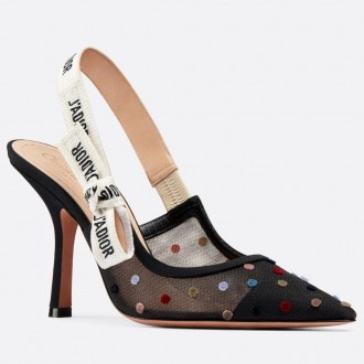 Dior J'Adior Tulle Slingback 100mm With Mini Velvet Polka Dots Dior J'Adior Tulle Slingback 100mm With Mini Velvet Polka Dots