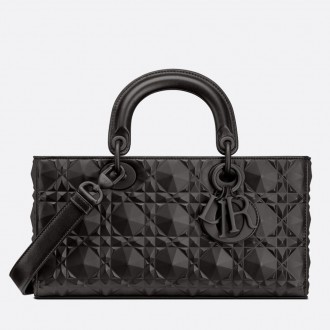 Dior Lady D-Joy Bag In Black Calfskin with Diamond Motif Dior Lady D-Joy Bag In Black Calfskin with Diamond Motif