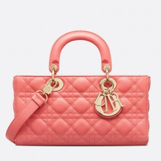 Dior Lady D-Joy Bag In Coral Pink Cannage Lambskin Dior Lady D-Joy Bag In Coral Pink Cannage Lambskin