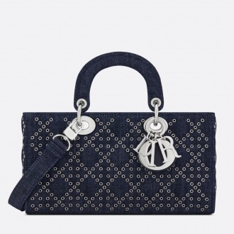 Dior Lady D-Joy Bag In Eyelet Blue Cannage Denim Dior Lady D-Joy Bag In Eyelet Blue Cannage Denim