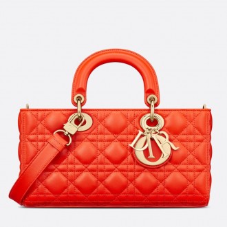 Dior Lady D-Joy Bag In Orange Cannage Lambskin Dior Lady D-Joy Bag In Orange Cannage Lambskin