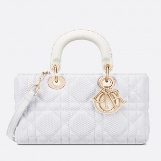 Dior Lady D-Joy Bag In White Macrocannage Technical Fabric Dior Lady D-Joy Bag In White Macrocannage Technical Fabric