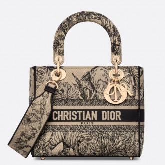 Dior Lady D-Lite Medium Bag In Beige Toile de Jouy Voyage Embroidery Dior Lady D-Lite Medium Bag In Beige Toile de Jouy Voyage Embroidery