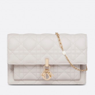 Dior Lady Dior Chain Pouch In White Cannage Lambskin Dior Lady Dior Chain Pouch In White Cannage Lambskin