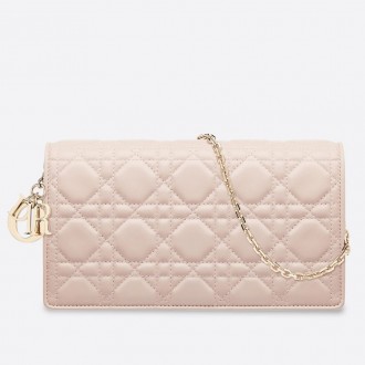Dior Lady Dior Clutch With Chain In Nude Lambskin Dior Lady Dior Clutch With Chain In Nude Lambskin