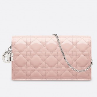 Dior Lady Dior Clutch With Chain In Pink Patent Dior Lady Dior Clutch With Chain In Pink Patent