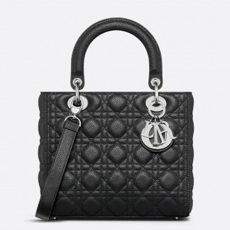 Dior Lady Dior Medium Bag in Black Grained Calfskin Dior Lady Dior Medium Bag in Black Grained Calfskin