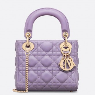Dior Lady Dior Mini Bag with Chain in Lilas Cannage Lambskin Dior Lady Dior Mini Bag with Chain in Lilas Cannage Lambskin