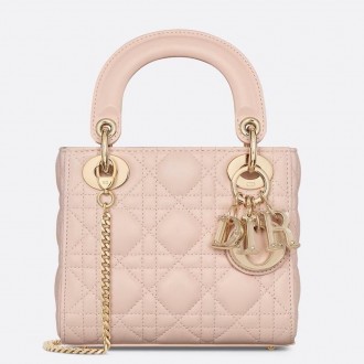 Dior Lady Dior Mini Bag with Chain in Pink Lambskin with Resin Charms Dior Lady Dior Mini Bag with Chain in Pink Lambskin with Resin Charms