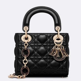 Dior Lady Dior Mini Bag with O-links in Black Cannage Lambskin Dior Lady Dior Mini Bag with O-links in Black Cannage Lambskin