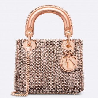 Dior Lady Dior Mini Chain Bag in Square with Strass and Beads Dior Lady Dior Mini Chain Bag in Square with Strass and Beads